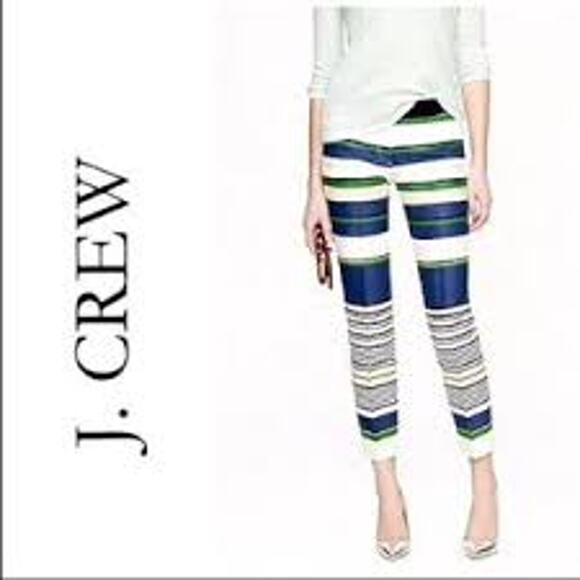 J Crew women bold color block striped chino pants ankle length size 2 - Picture 1 of 9